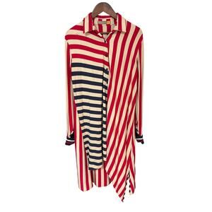 Miriam Budet Women’s Striped Dress Red Blue Puerto Rico Designer Asymmetrical